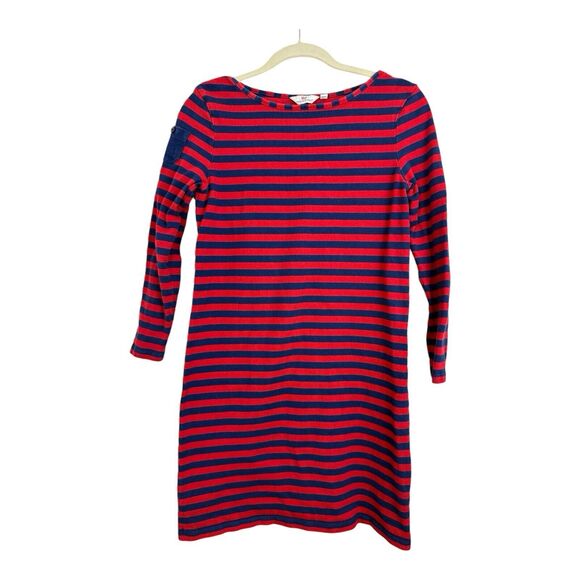 Vineyard Vines Shift Dress Size Extra Small Red Navy Blue Stripe Long Sleeves - Picture 1 of 8